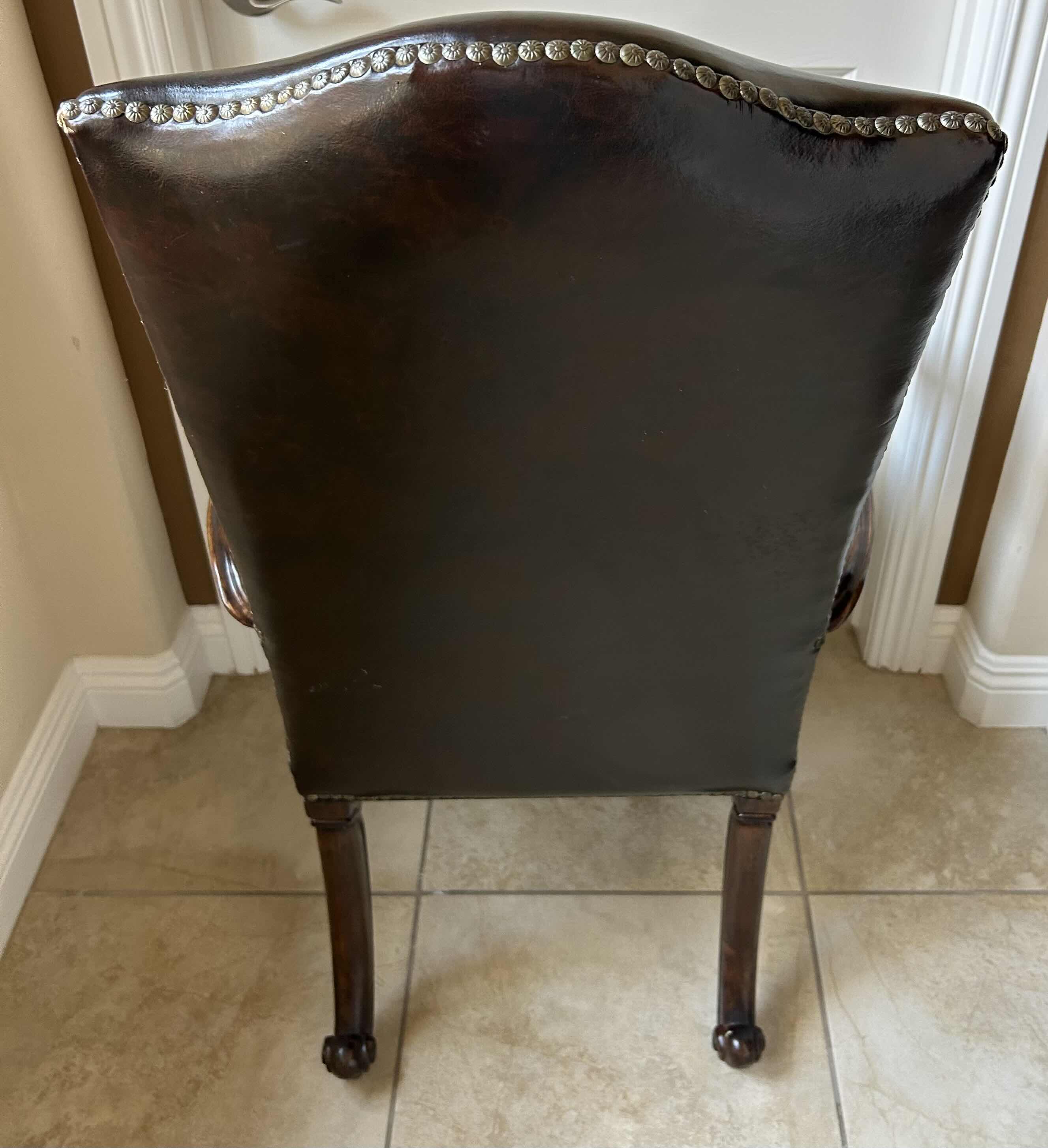 Photo 5 of LEATHER DINING ARMCHAIR WITH CROSS DETAIL ON CORNER AND STUDS EMBELISHMENT 28” x 29” x 45