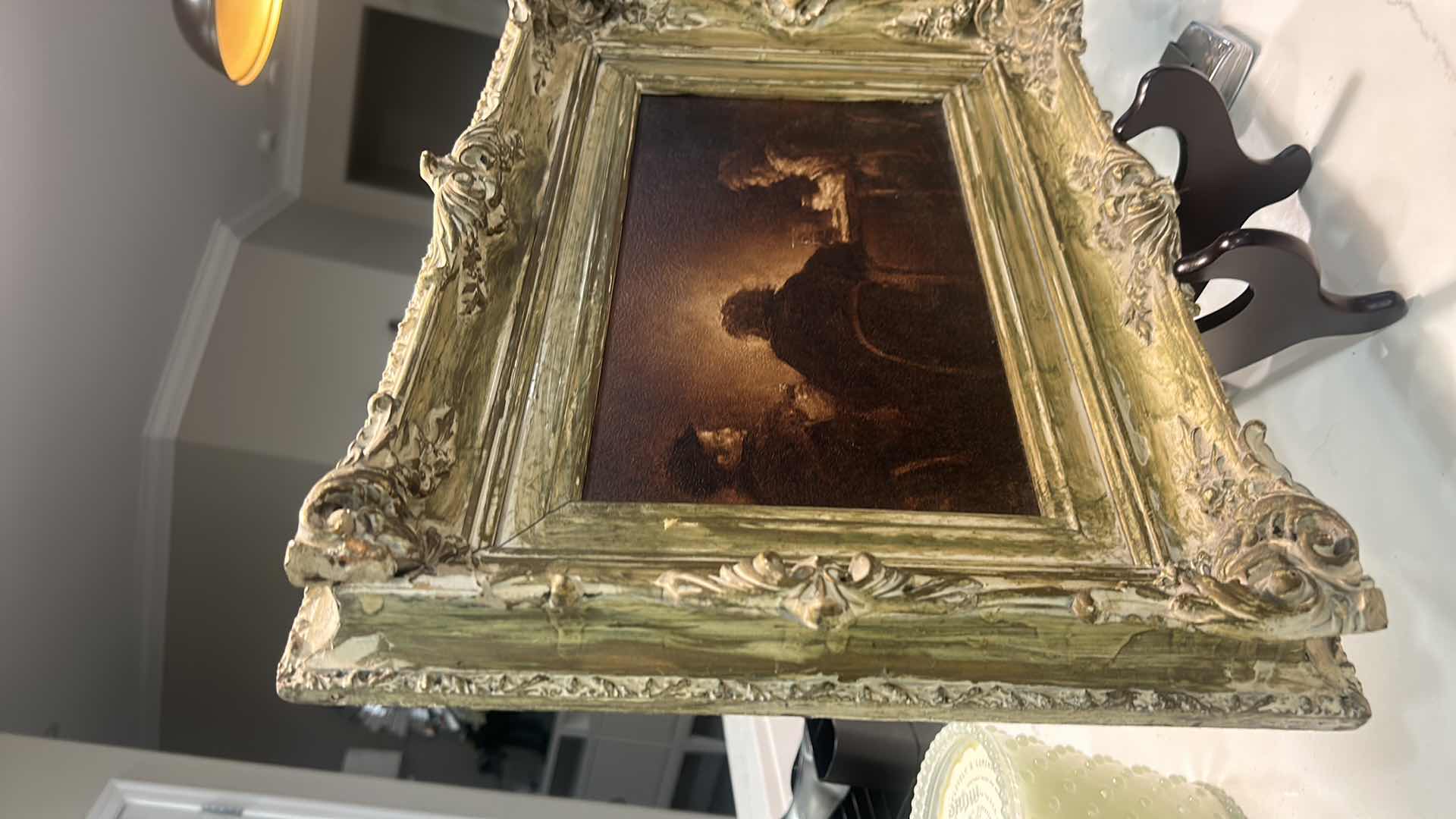 Photo 3 of ANTIQUE ORNATELY FRAMED SIGNED ARTWORK 18 1/2” x 13 1/2