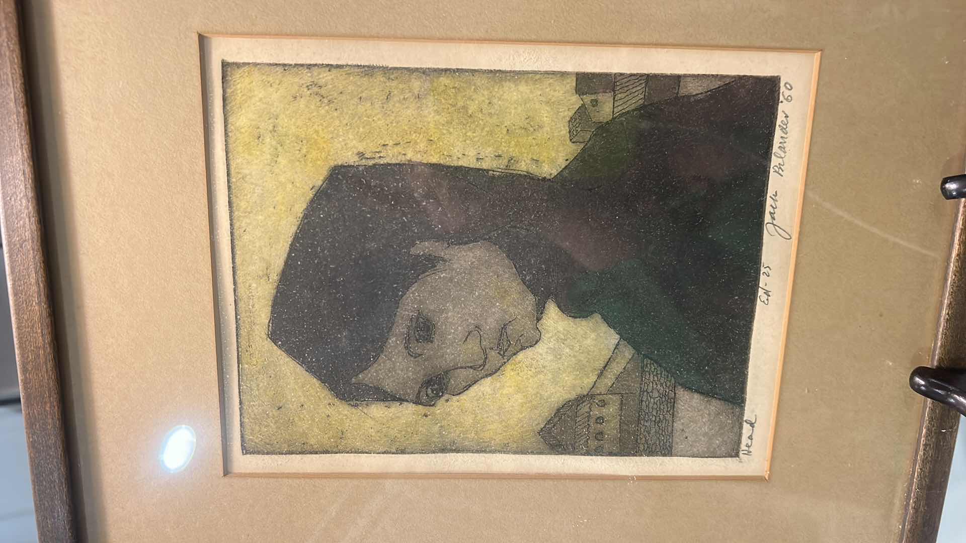 Photo 2 of VINTAGE FRAMED “ WOMANS HEAD” ORIGINAL ETCHING BY JACK BILANDER, SIGNED ARTWORK 12 1/4” x 14 1/4”