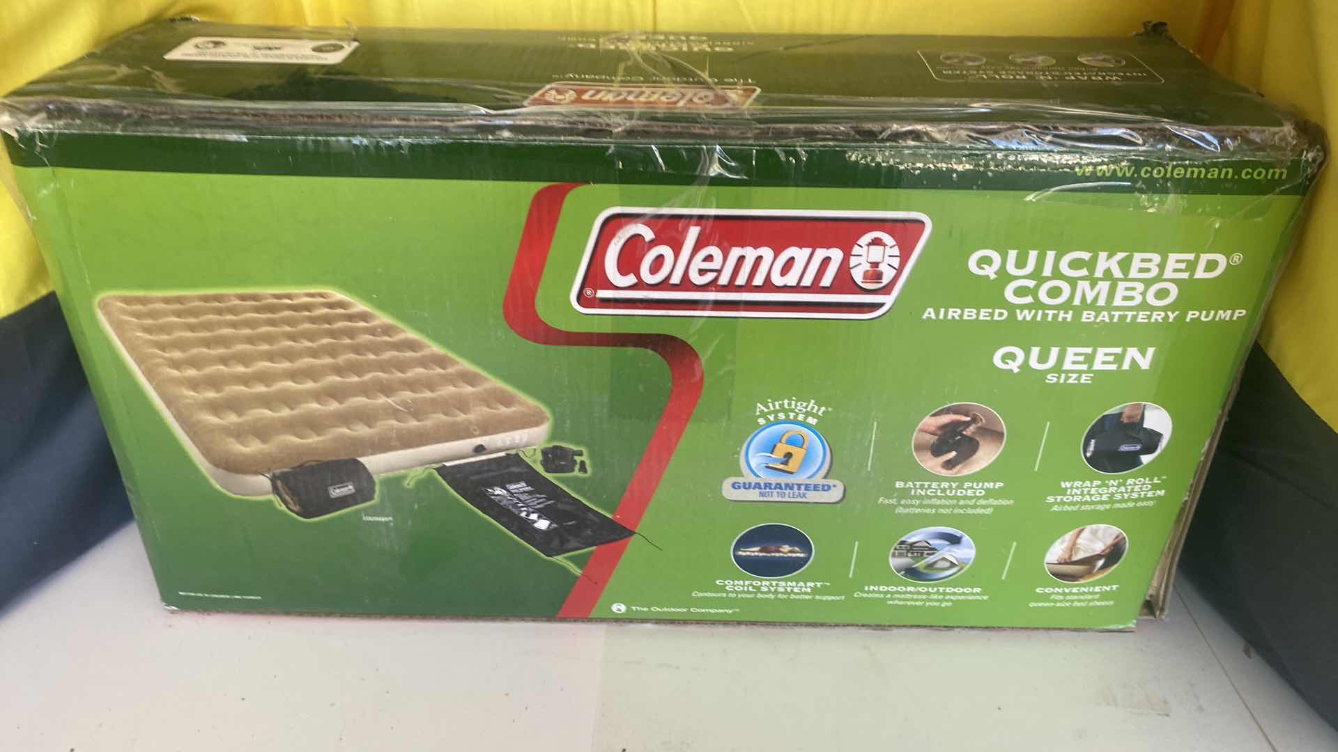 Photo 2 of COLEMAN QUEEN AIRBED WITH BATTERY PUMP & FITNESS MAT