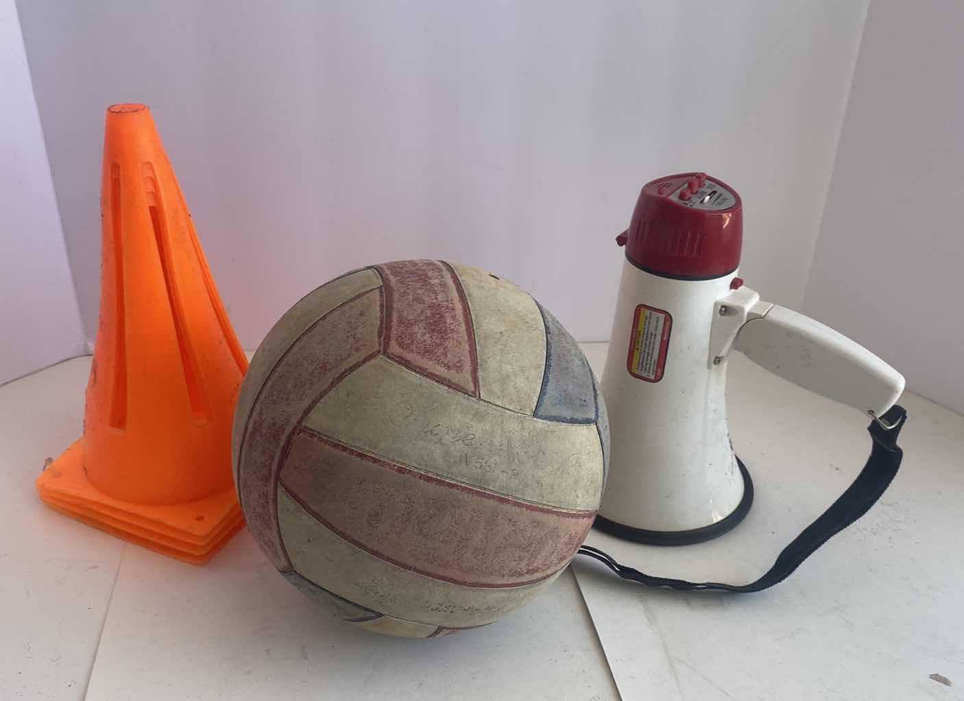 Photo 1 of CONES SOCCER BALL AND BULL HORN - NEEDS BATTERIES