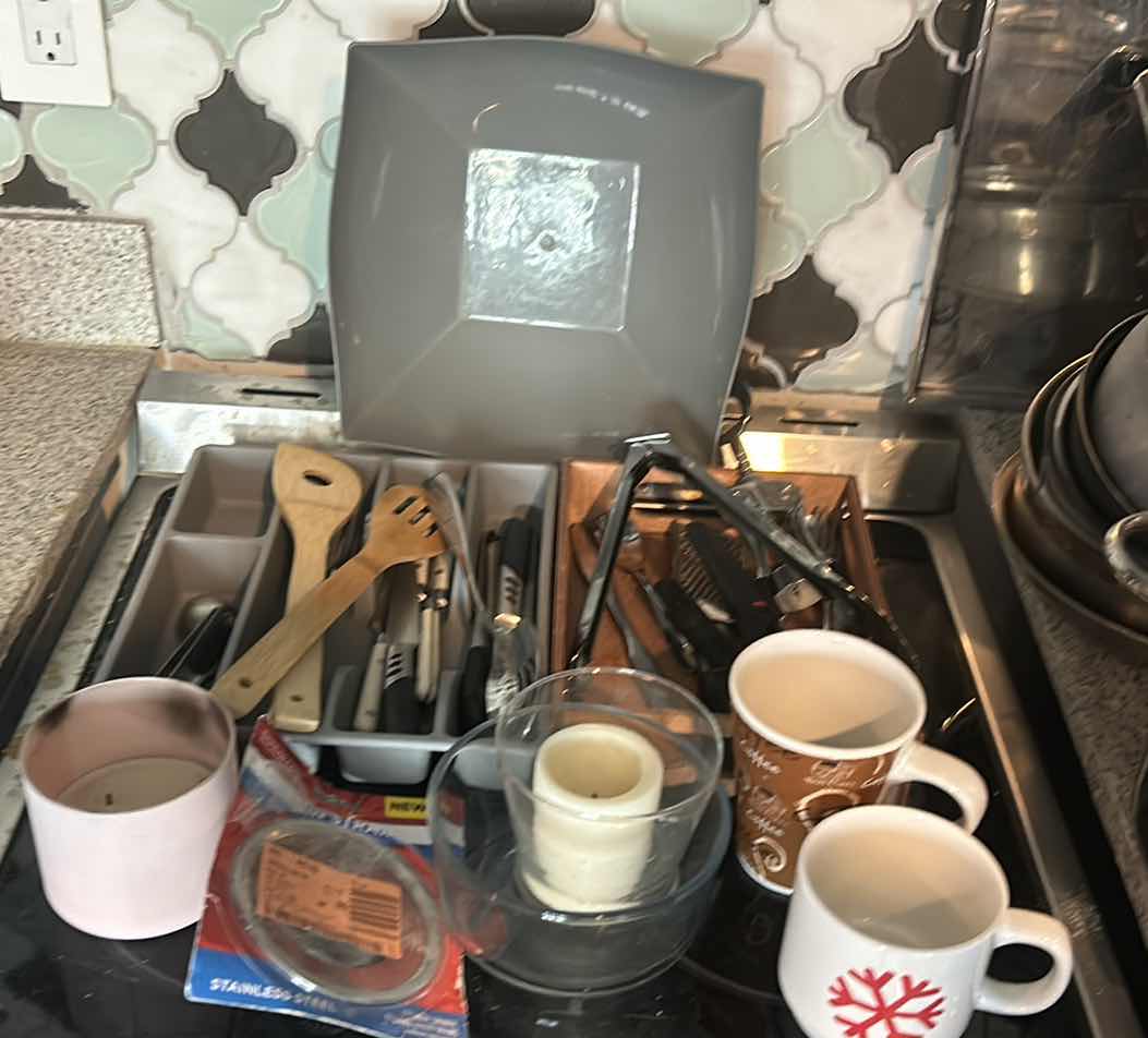 Photo 1 of KITCHENWARE- UTENSILS, CANDLES, COFFEE CUPS