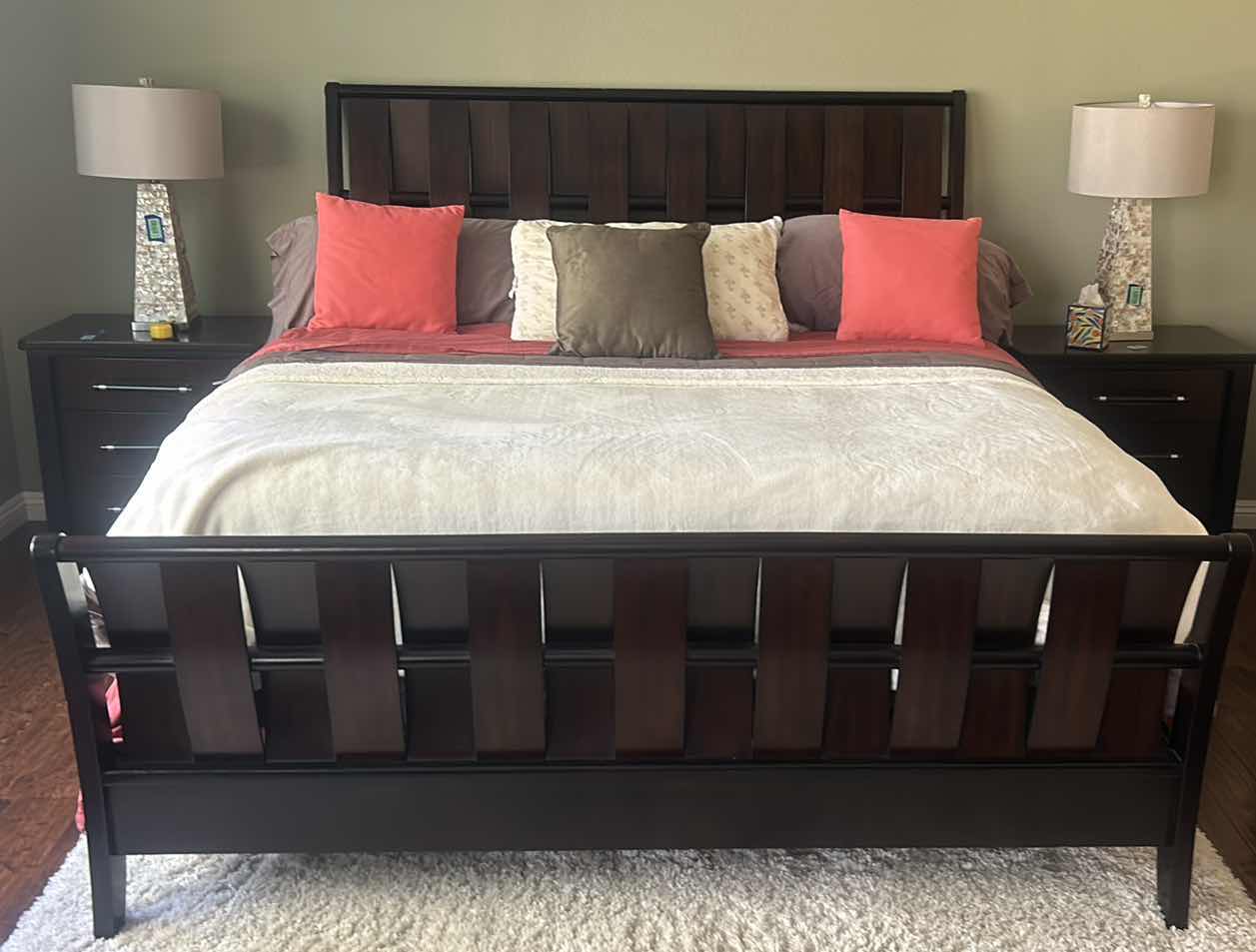 Photo 1 of BEDFORD HEIGHTS ESPRESSO & CHERRY KING SLEIGH BED (MATTRESS & BEDDING SOLD SEPARATELY)