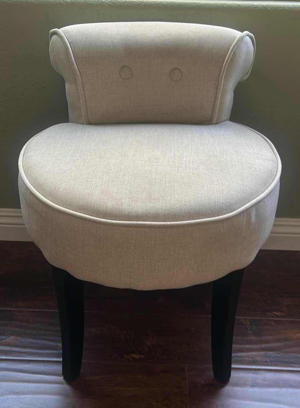 Photo 1 of BOWERY HILL CONTEMPORY BEIGE LINEN VANITY STOOL  H23"