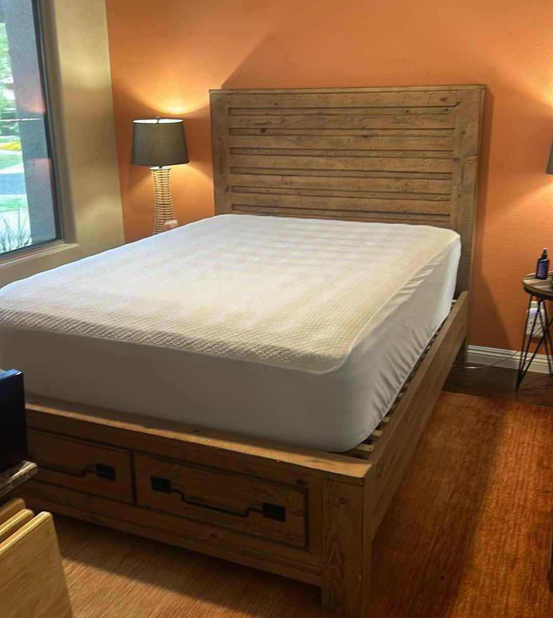 Photo 1 of KNOTTY WOOD QUEEN PLATFORM BED FRAME 63" X 88.5"  H61" (MATTRESS SOLD SEPARATELY)