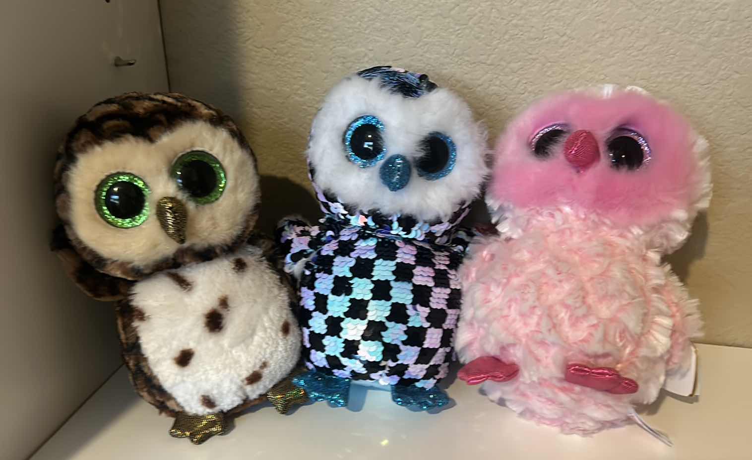 Photo 1 of 3-TY COLLECTIBLE OWLS (SAMMY, TWIGGY, AND TOPPER)