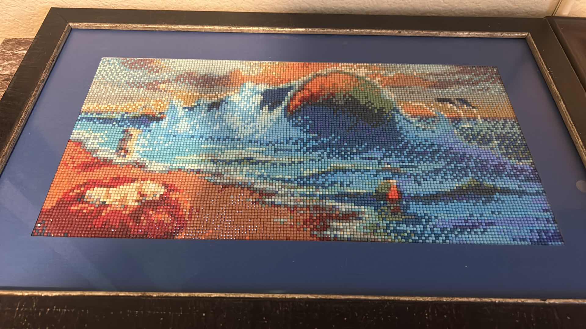 Photo 1 of 2-CROSS-STITCHED ARTWORKS, 2-PICTURE FRAMES