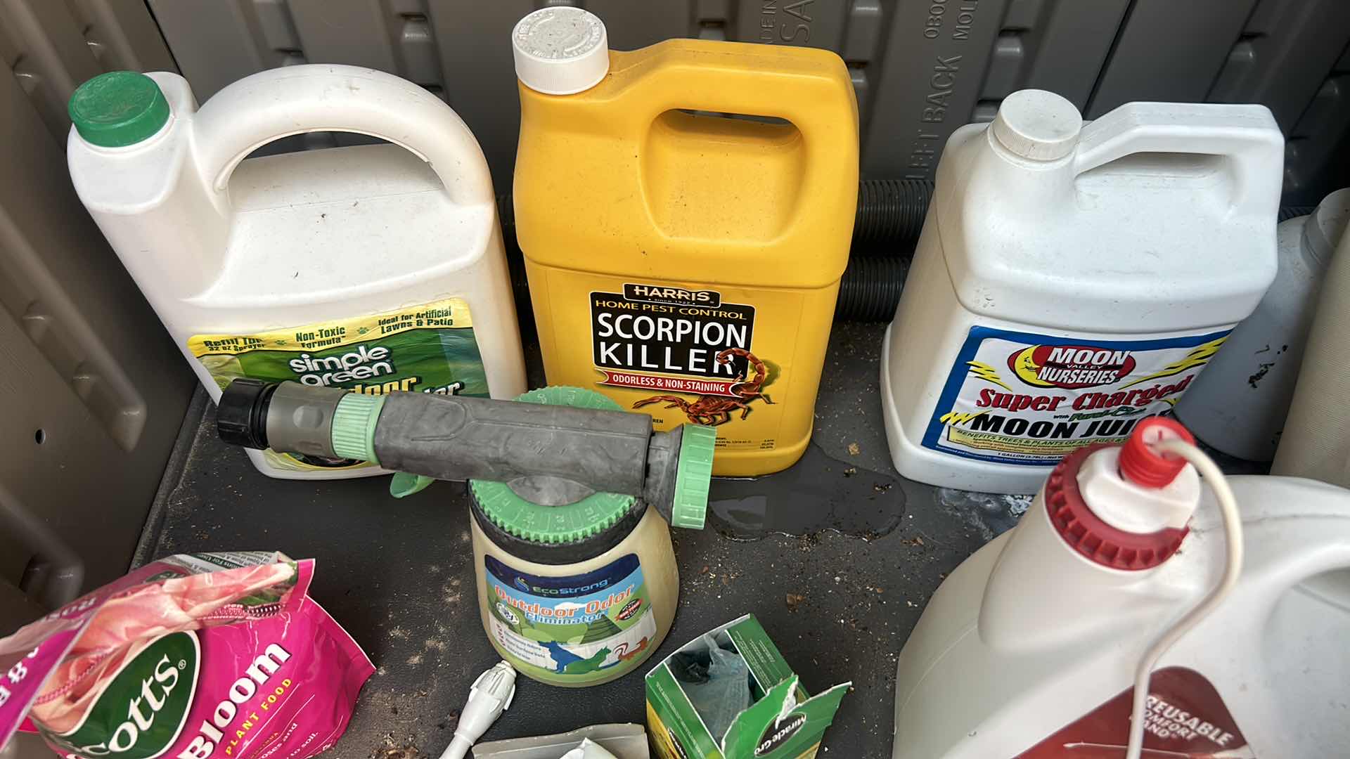 Photo 2 of HOME DEFENSE CHEMICALS AND BARRIER, PLUS GARDENING SUPPLEMENTS, AND TWO LARGE LOWE'S BUCKETS.