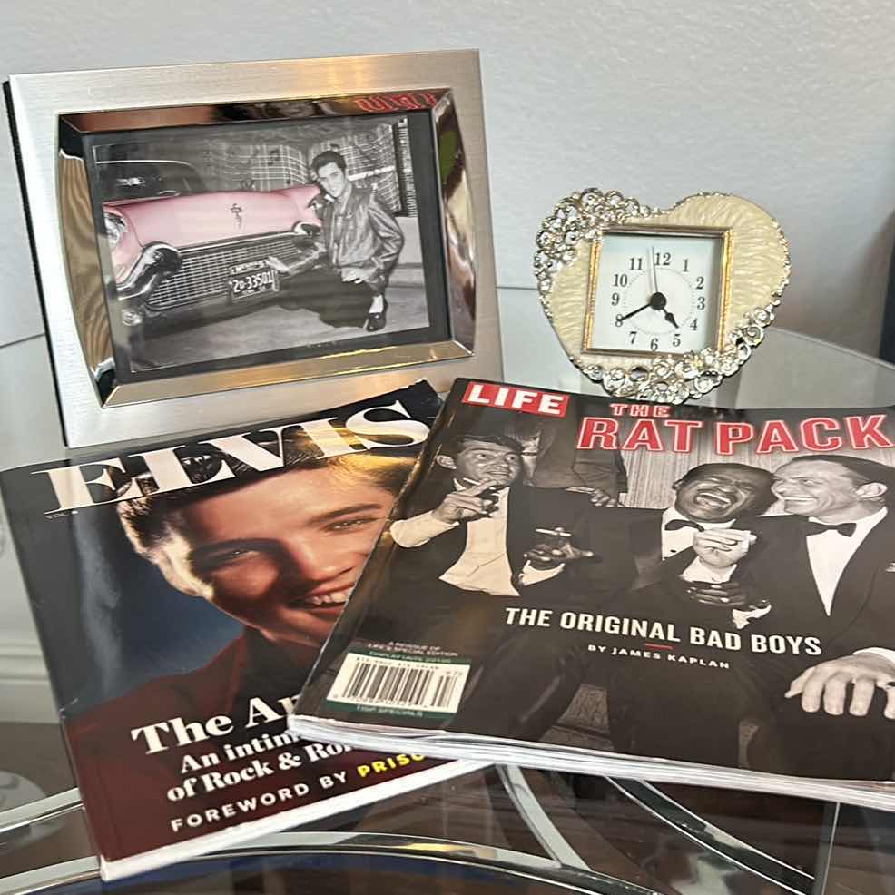 Photo 1 of HOME DÉCOR AND TWO COLLECTIBLE MAGAZINES, ELVIS PRESLEY AND THE RAT PACK.