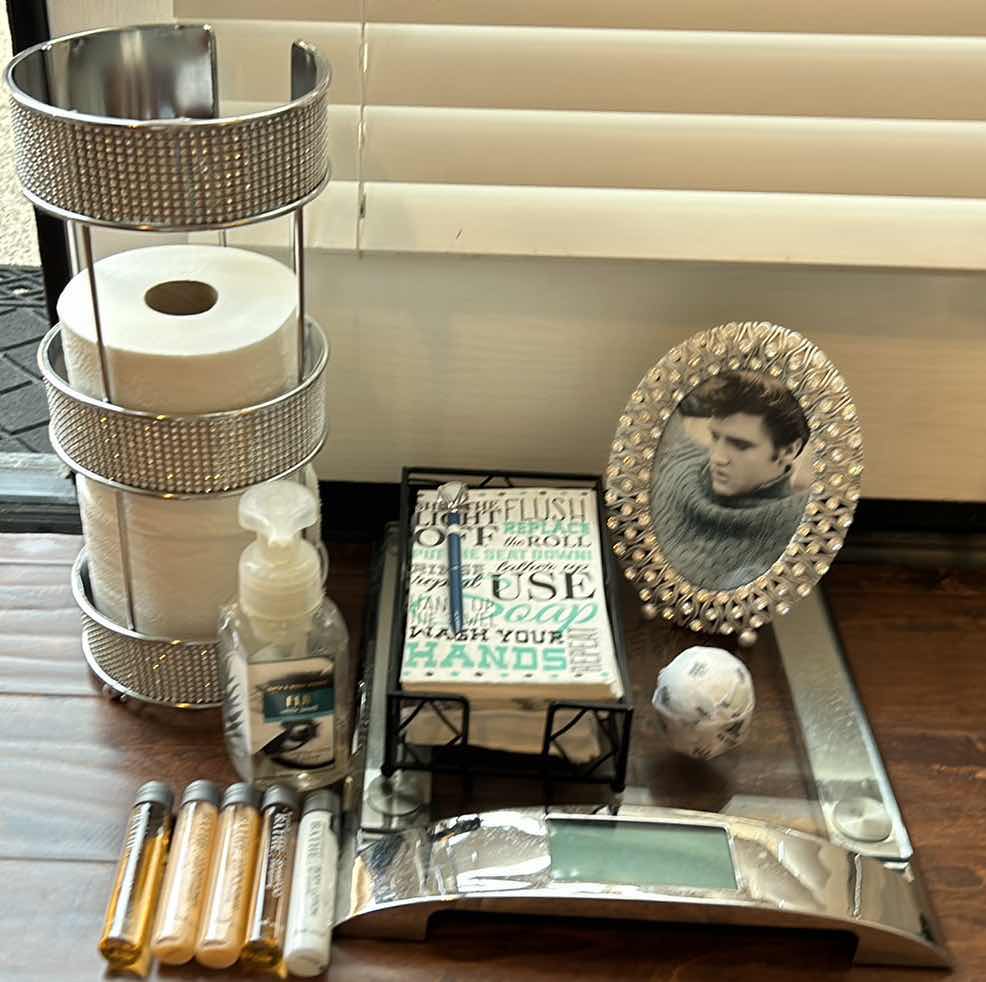 Photo 1 of BATHROOM ACCESSORIES- SCALE, BLING TP HOLDER AND MORE