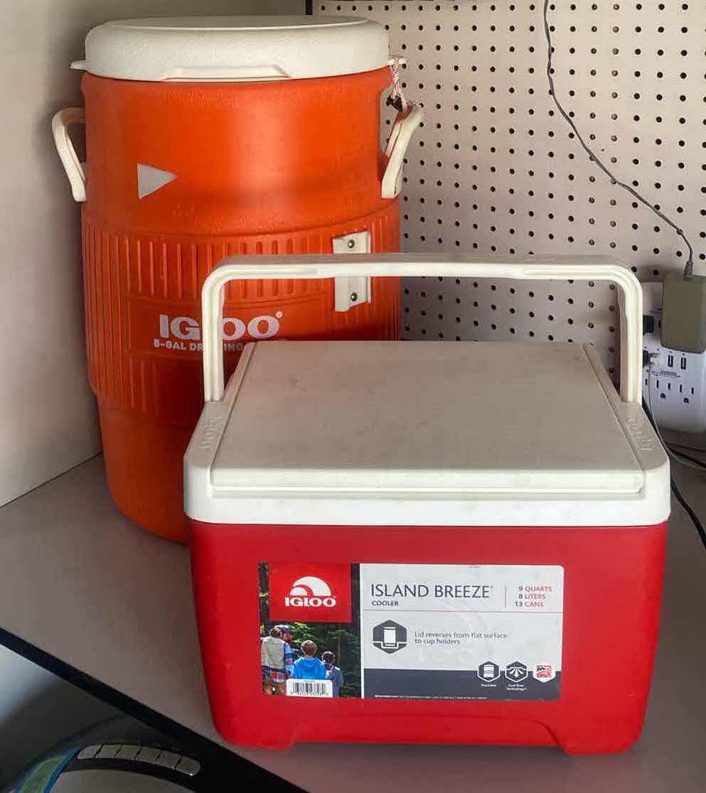 Photo 1 of IGLOO 5 GALLON DRINKING WATER & 9 QT COOLERS