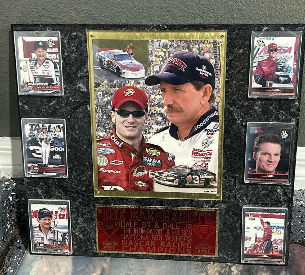 Photo 1 of DALE EARNHARDT COLLECTIBLE MEMORABILIA, SPORTS CARDS, AND MORE. 18“ x H16“