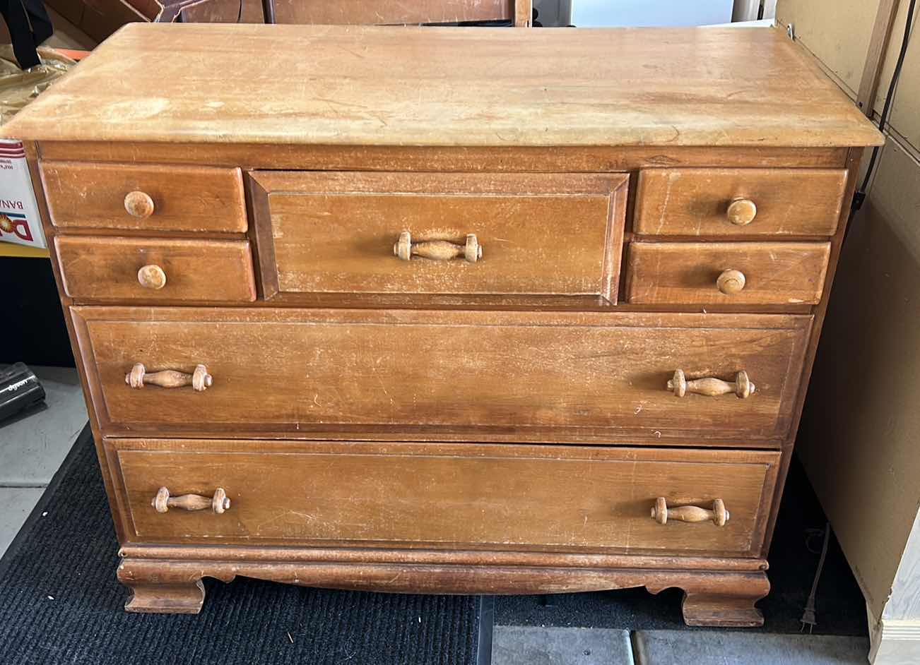 Photo 1 of HOME FURNISHINGS – VINTAGE 6 DRAWER VIRGINIA HOUSE HONEY OAK WOOD DRESSER. 45” x 20.5” x H 33.5”