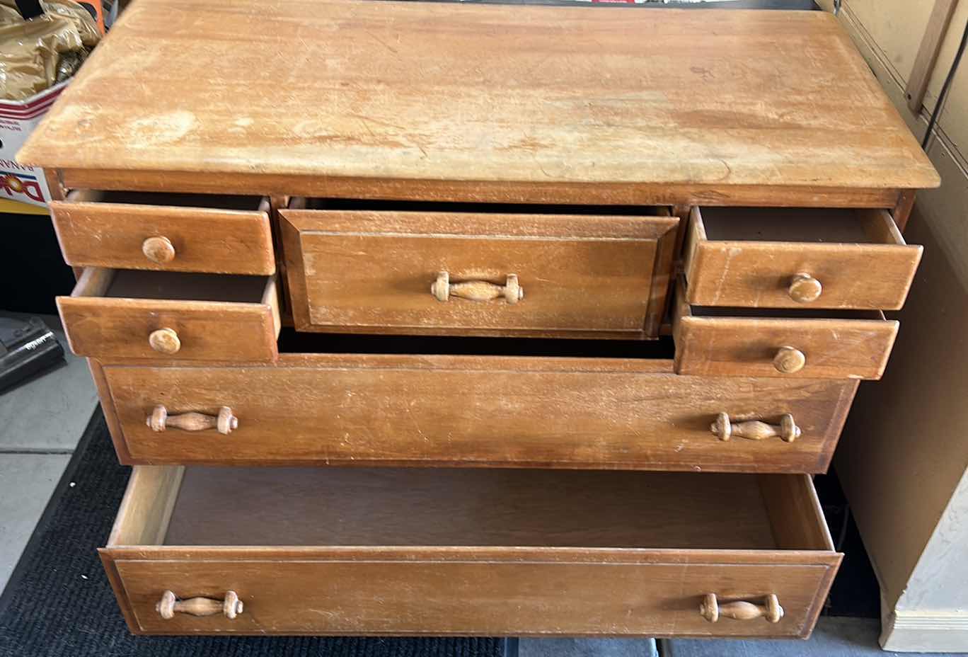 Photo 3 of HOME FURNISHINGS – VINTAGE 6 DRAWER VIRGINIA HOUSE HONEY OAK WOOD DRESSER. 45” x 20.5” x H 33.5”