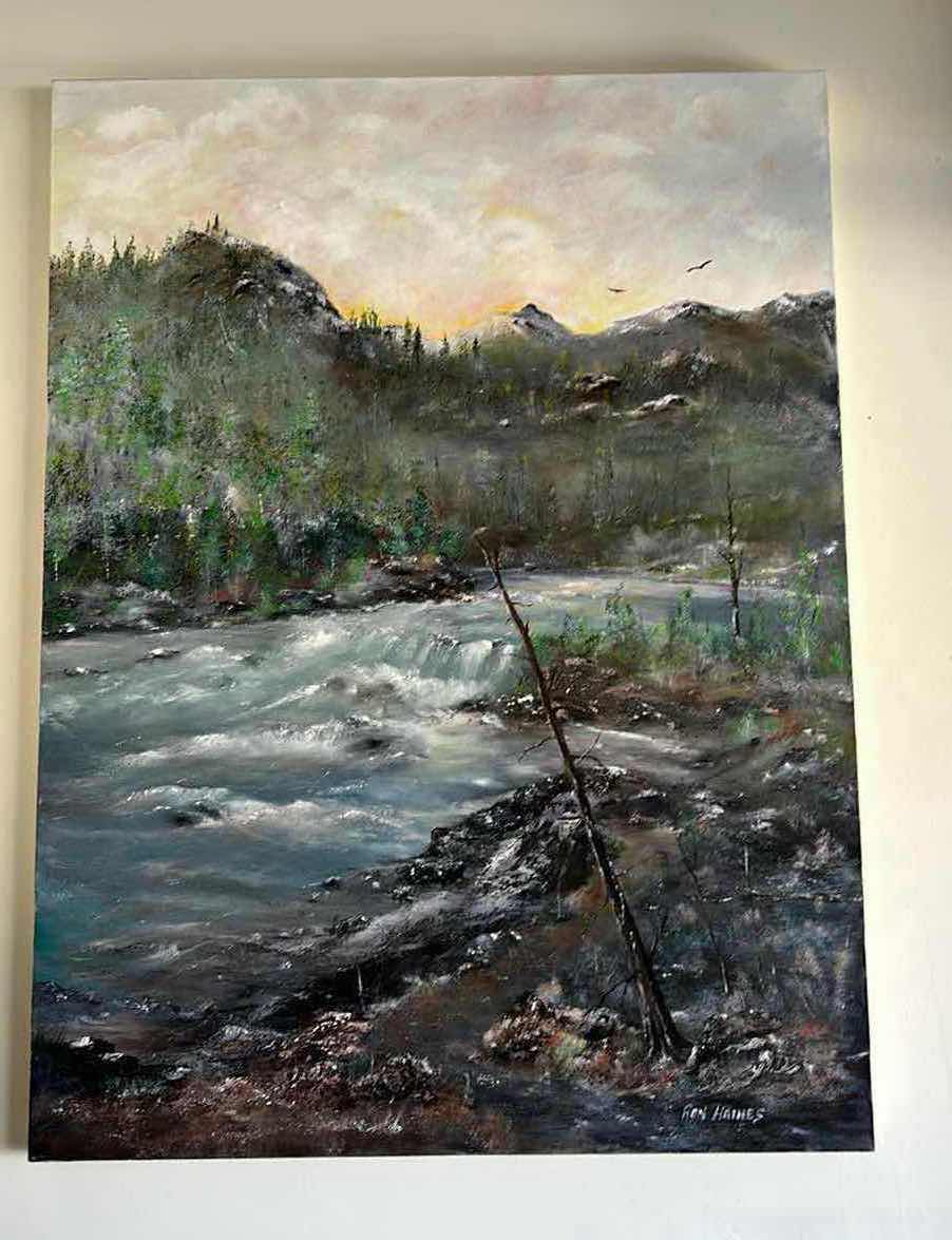 Photo 4 of UNFRAMED OIL ON CANVAS, SIGNED ORIGINAL LANDSCAPE ARTWORK 30” x H40”