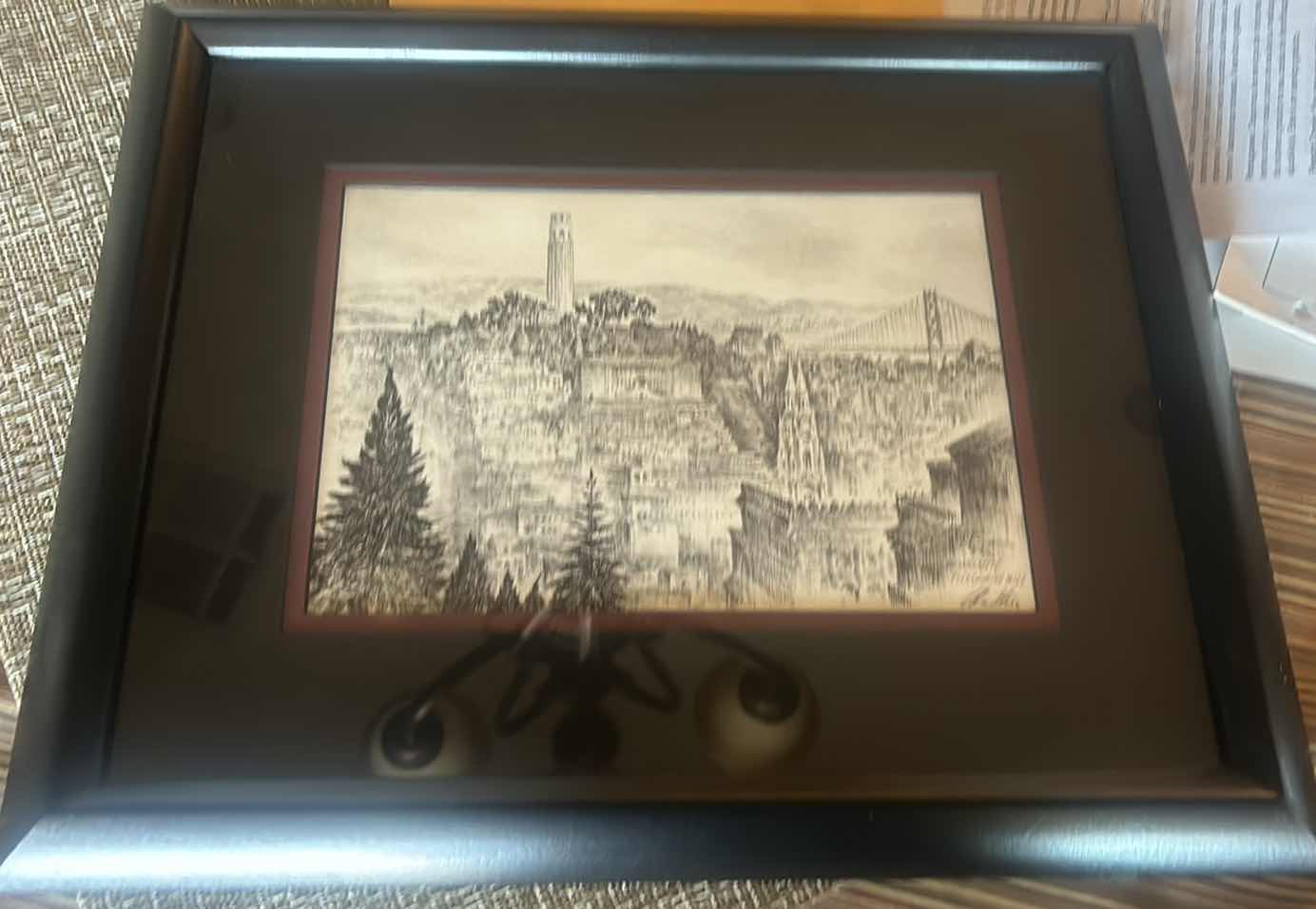 Photo 7 of FRAMED, SAN FRANCISCO, ROMANTIC TELEGRAPH HILL. SIGNED, ALEX STERN, ETCHING, ARTWORK 16” X 11”.