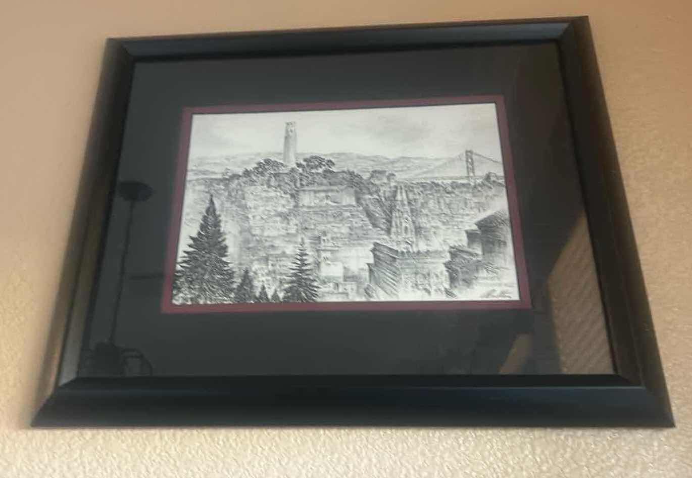 Photo 1 of FRAMED, SAN FRANCISCO, ROMANTIC TELEGRAPH HILL. SIGNED, ALEX STERN, ETCHING, ARTWORK 16” X 11”.