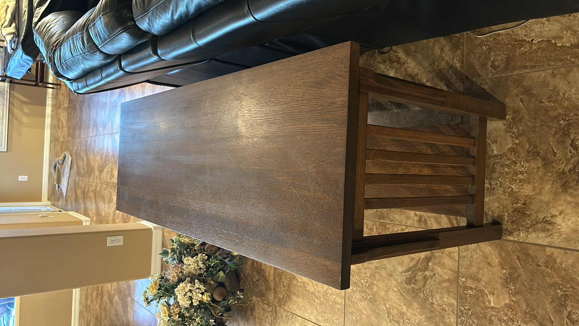 Photo 3 of MICHAEL’S FURNITURE CRAFTSMAN CEDAR-LINED OAK SOFA TABLE CEDAR LINED DOVE TAILED 52” x 18” x H30 1/2”