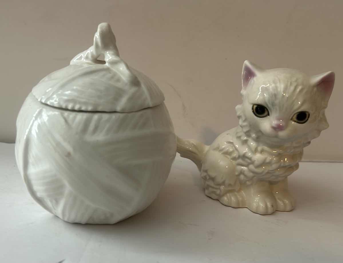 Photo 1 of GORBEL 3.5” PORCELAIN CAT AND LIDDED TRINKET BOX