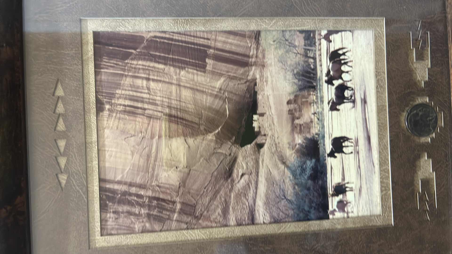 Photo 4 of FRAMED PHOTOGRAPHY OF THE SOUTHWEST WITH BUFFALO NICKEL BY CARRIE VERNON JOHNSON AND JASMINE ANN JOHNSON SIGNED BY CARRIE VERNON JOHNSON AND JASMINE ANN JOHNSON 10 1/2” x H 12 1/2”