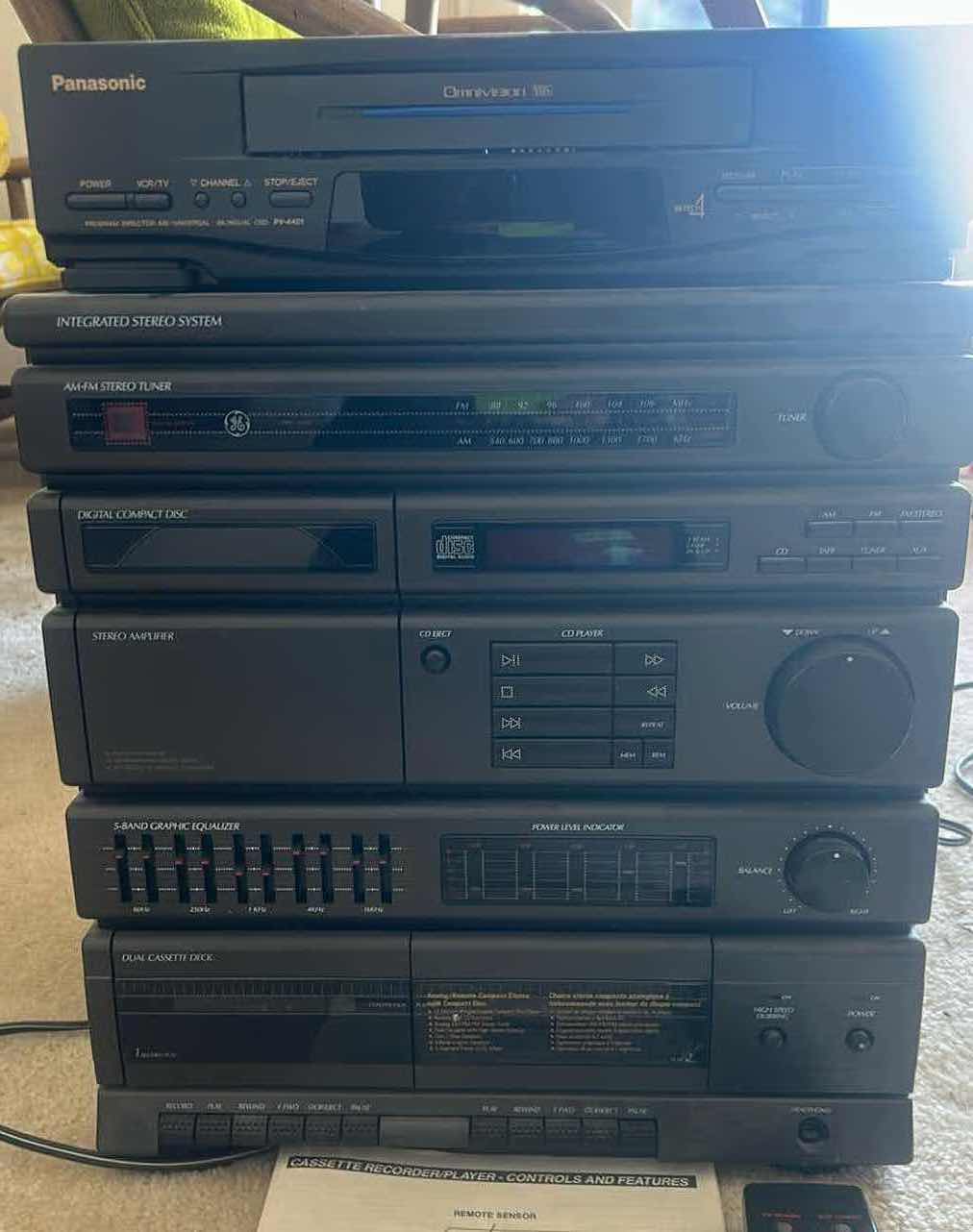 Photo 3 of ELECTRONICS ASSORTMENT- INTEGRATED STEREO SYSTEM, TUNER, DIGITAL COMPACT DISC, 5-BAND GRAPHIC EQUALIZER, DUAL CASSETTE DECK, PANASONIC OMNIVISION VHS PLAYER