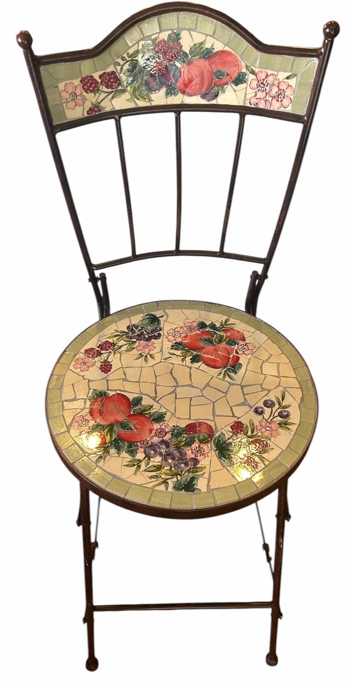 Photo 1 of HEAVY METAL MOSAIC INLAY BARSTOOL SEATING H 25”, TOTAL H 42”