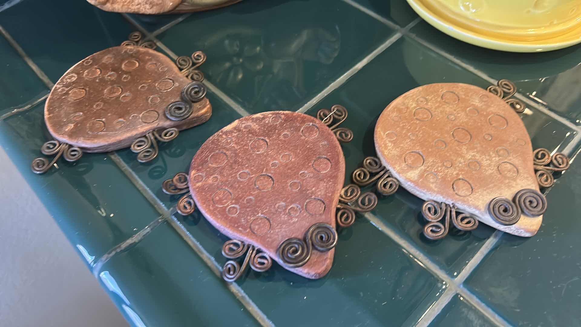 Photo 1 of VINTAGE TURTLE COOKIE JAR, VINTAGE MOUSE CHEESE DISH WITH LID AND 3 COASTERS
