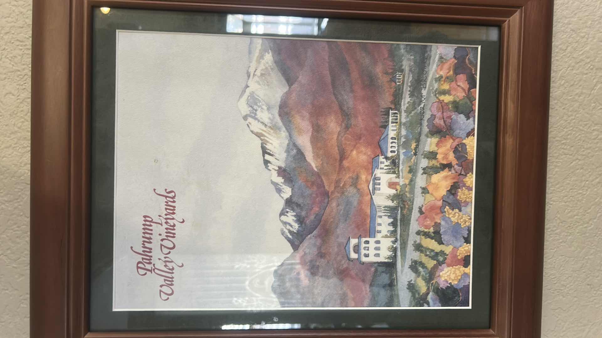 Photo 1 of FRAMED SIGNED WATERCOLOR “PAHRUMP VALLEY VINEYARDS” ARTWORK 14” x H17”