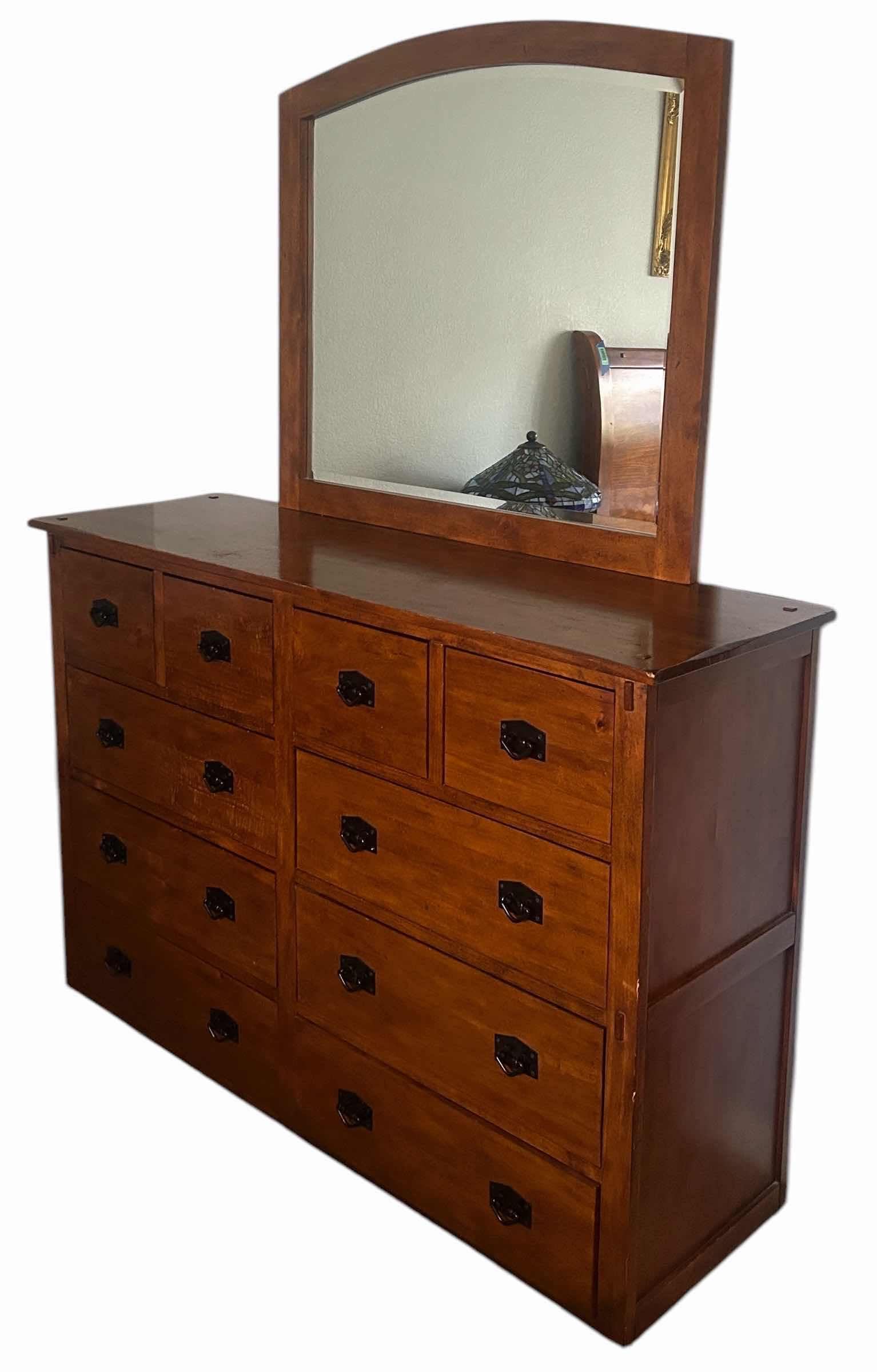 Photo 1 of TRADEWIN WOOD 10 DRAWER DRESSER 5’ x 19” x H40.5”AND MIRROR WITH BEVELED GLASS