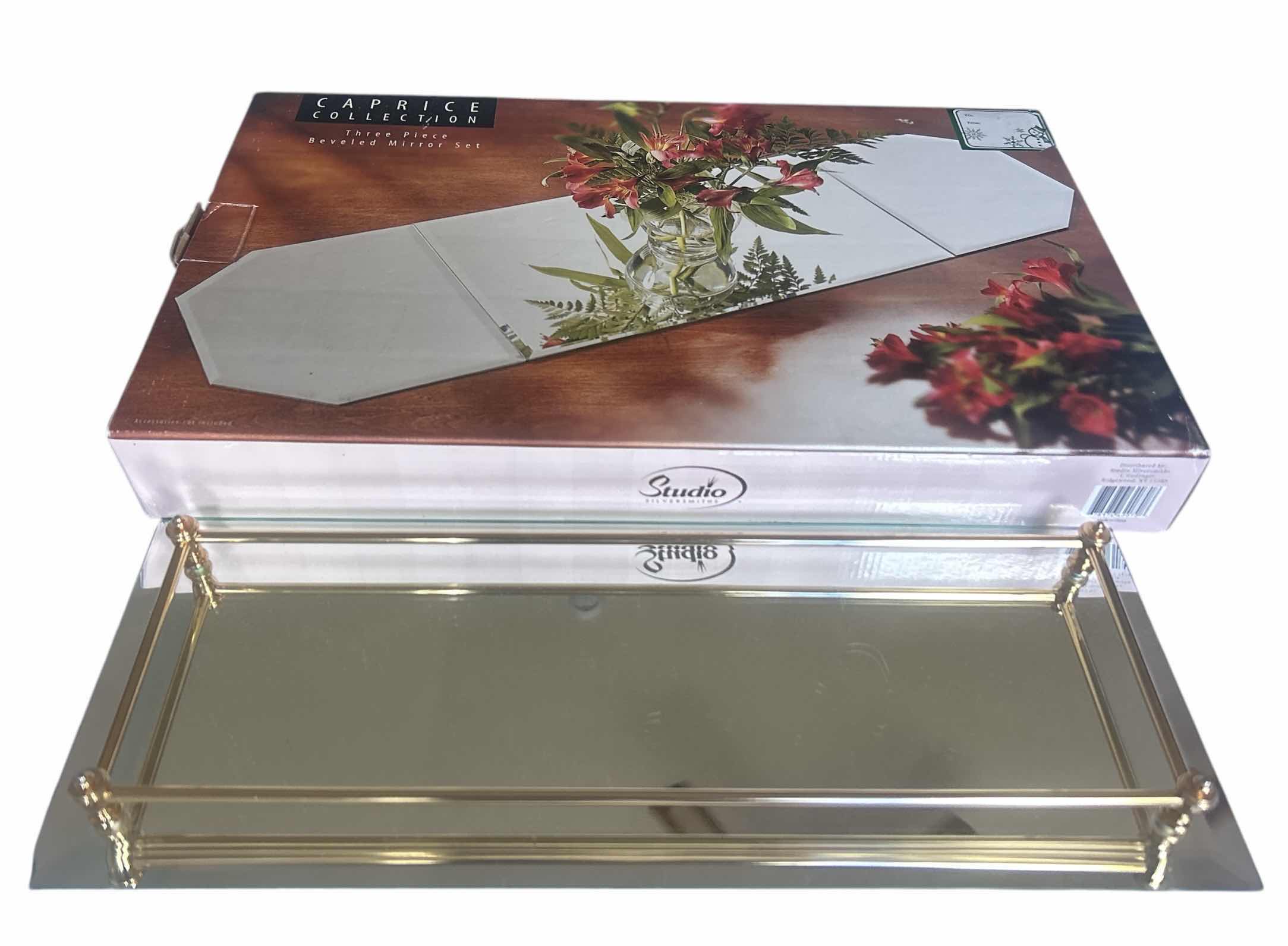 Photo 1 of NEE 3 PC BEVELED MIRROR SET AND MIRRORED PERFUME TRAY