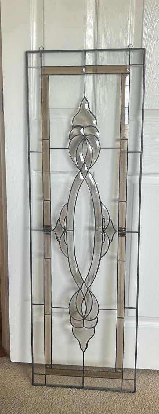 Photo 1 of HEAVY GLASS AND METAL STAINED GLASS PANEL 15 1/2” x 48 1/2”