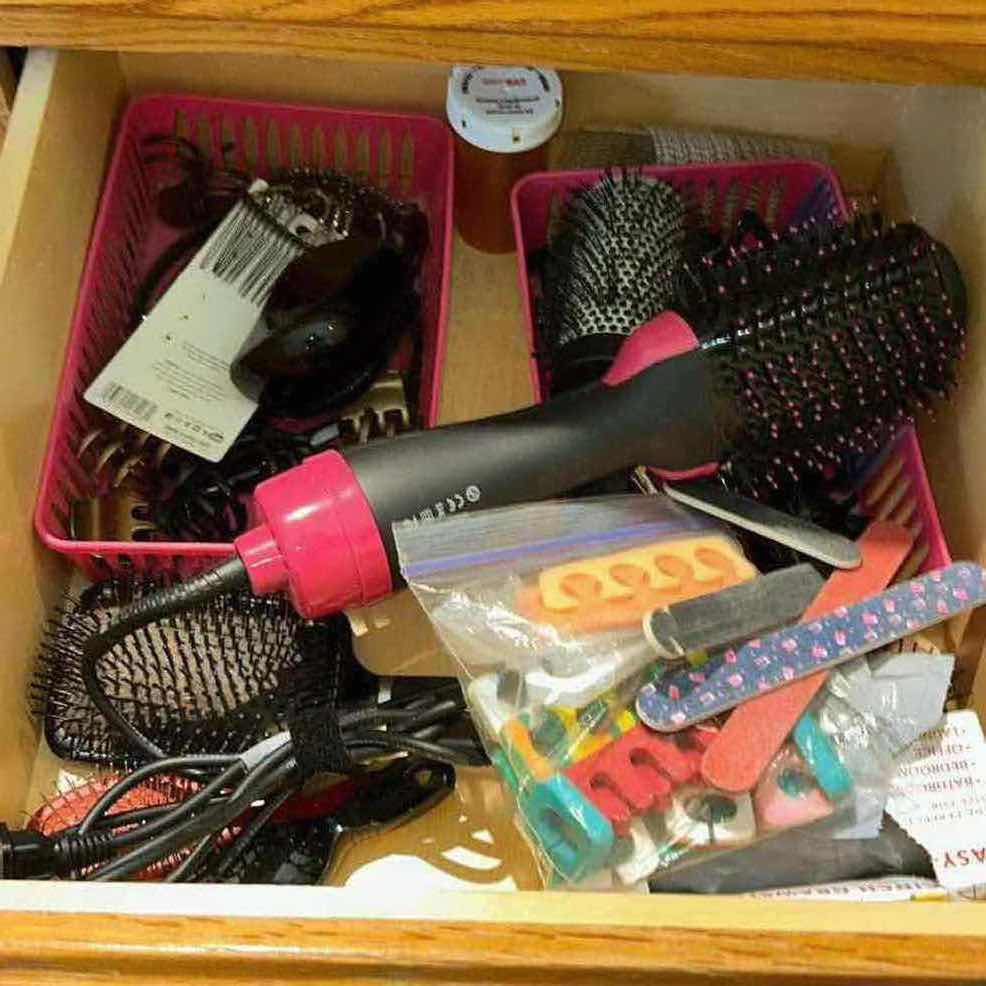 Photo 1 of CONTENTS OF DRAWER IN PRIMARY BATHROOM- HAIR CARE AND MORE
