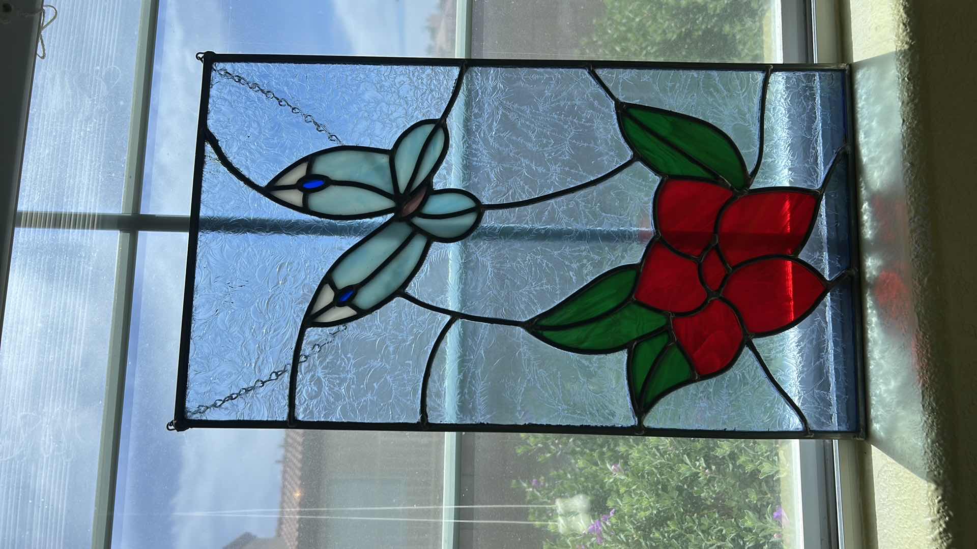 Photo 1 of STAINED GLASS, METAL AND RESIN WINDOW PANE 12“ x H21“