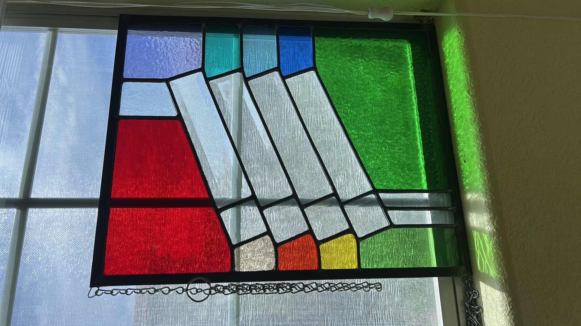Photo 1 of STAINED GLASS, METAL AND RESIN WINDOW PANE 15“ x H19“