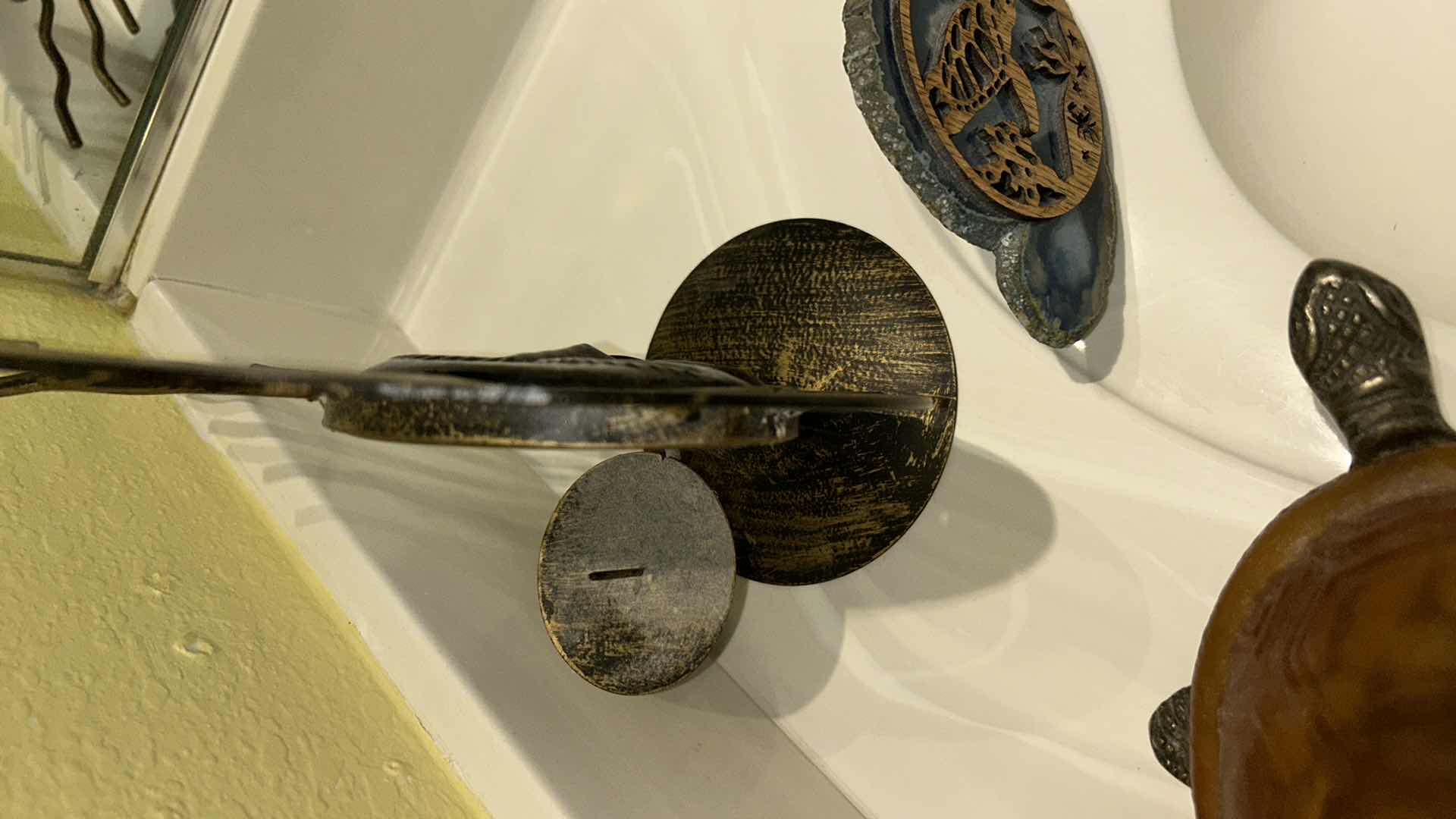 Photo 1 of TURTLE LAMP, TURTLE WOOD AND ROCK SCULPTURE AND MOON & SUN CANDLE HOLDER