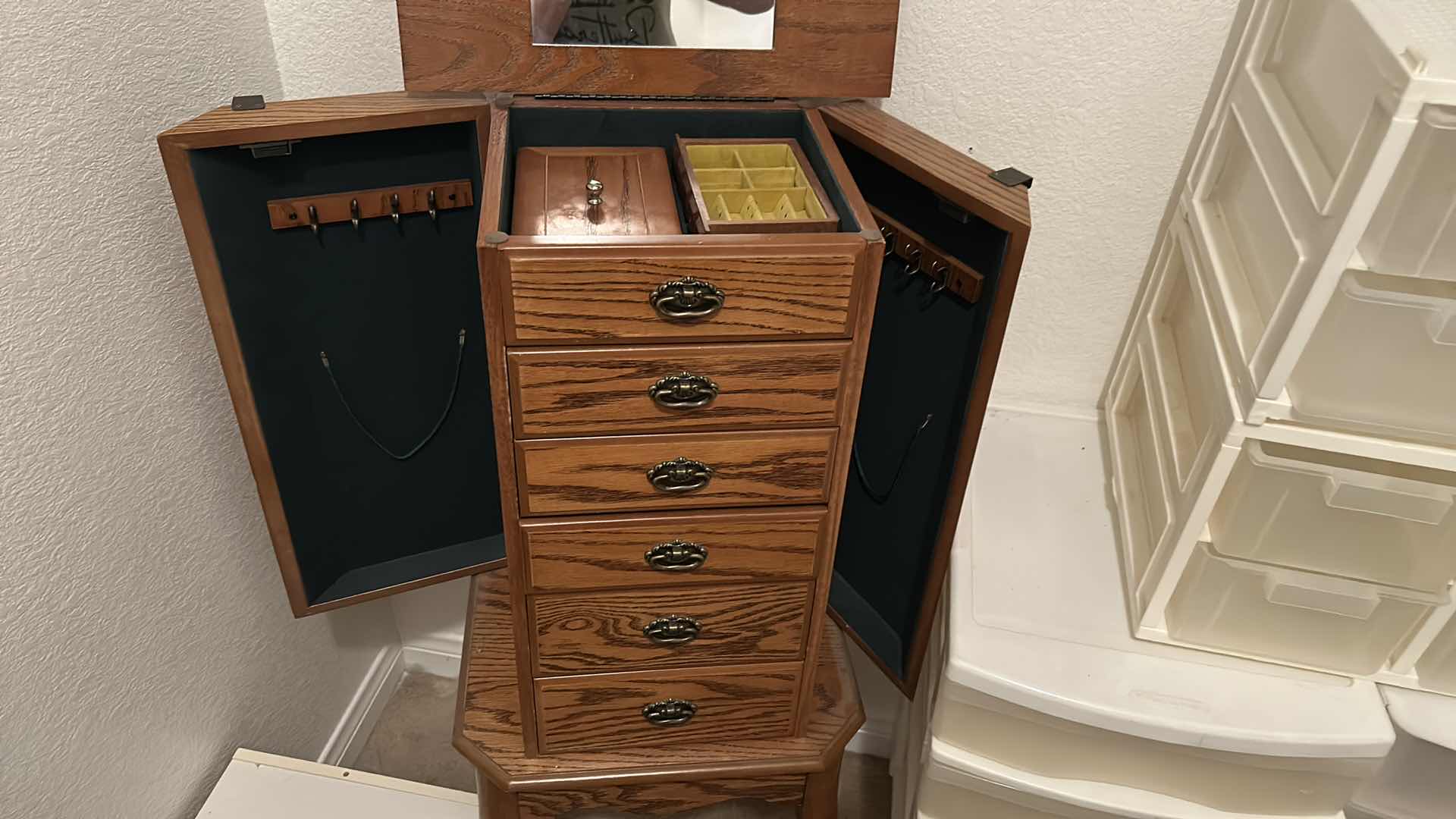 Photo 1 of FREE STANDING WOOD JEWELRY BOX CABINET H40”