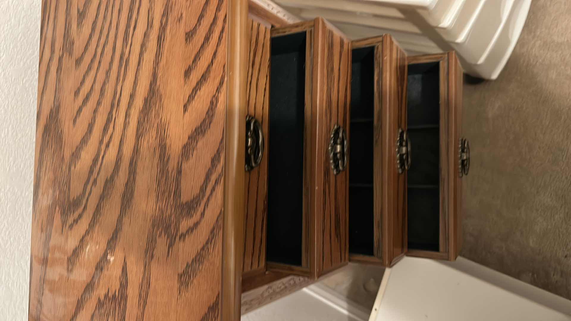 Photo 1 of FREE STANDING WOOD JEWELRY BOX CABINET H40”