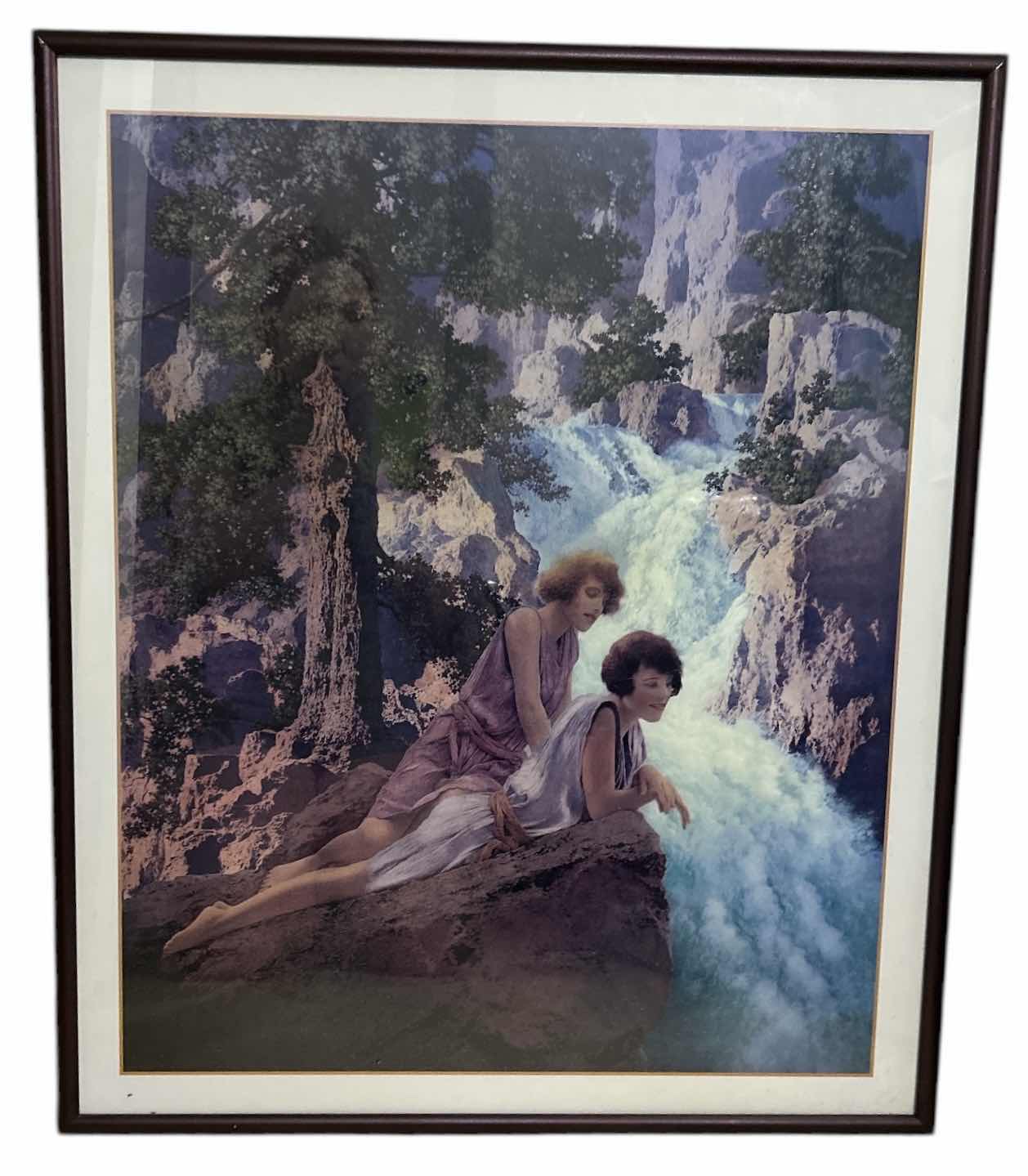 Photo 1 of FRAMED, TWO WOMEN OVERLOOKING WATERFALL ARTWORK 24” x H28 1/2”