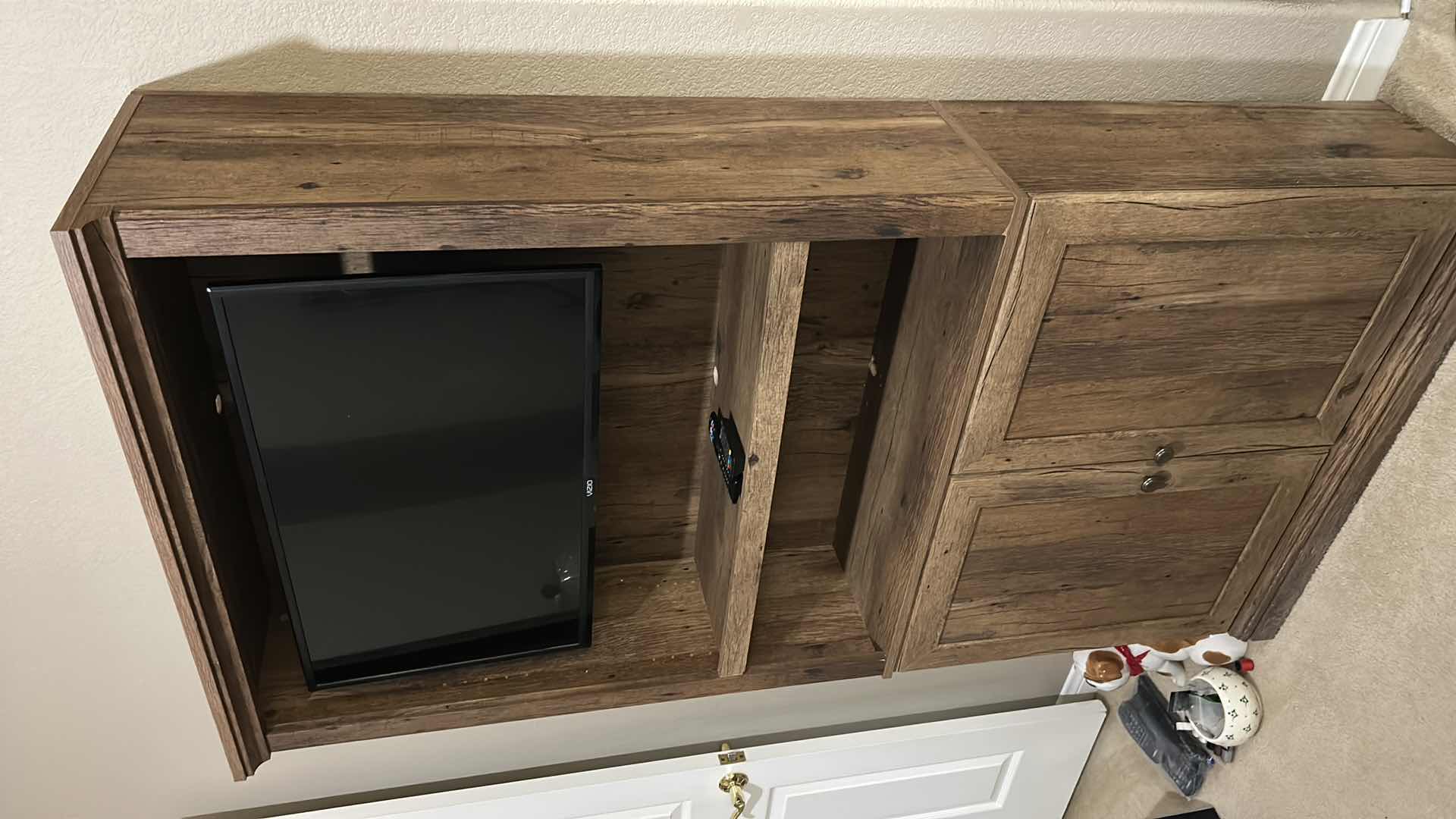 Photo 1 of WOOD CABINET 35 1/2“ x 14“ x H69 1/2“ WITH  32” VIZIO TELEVISION