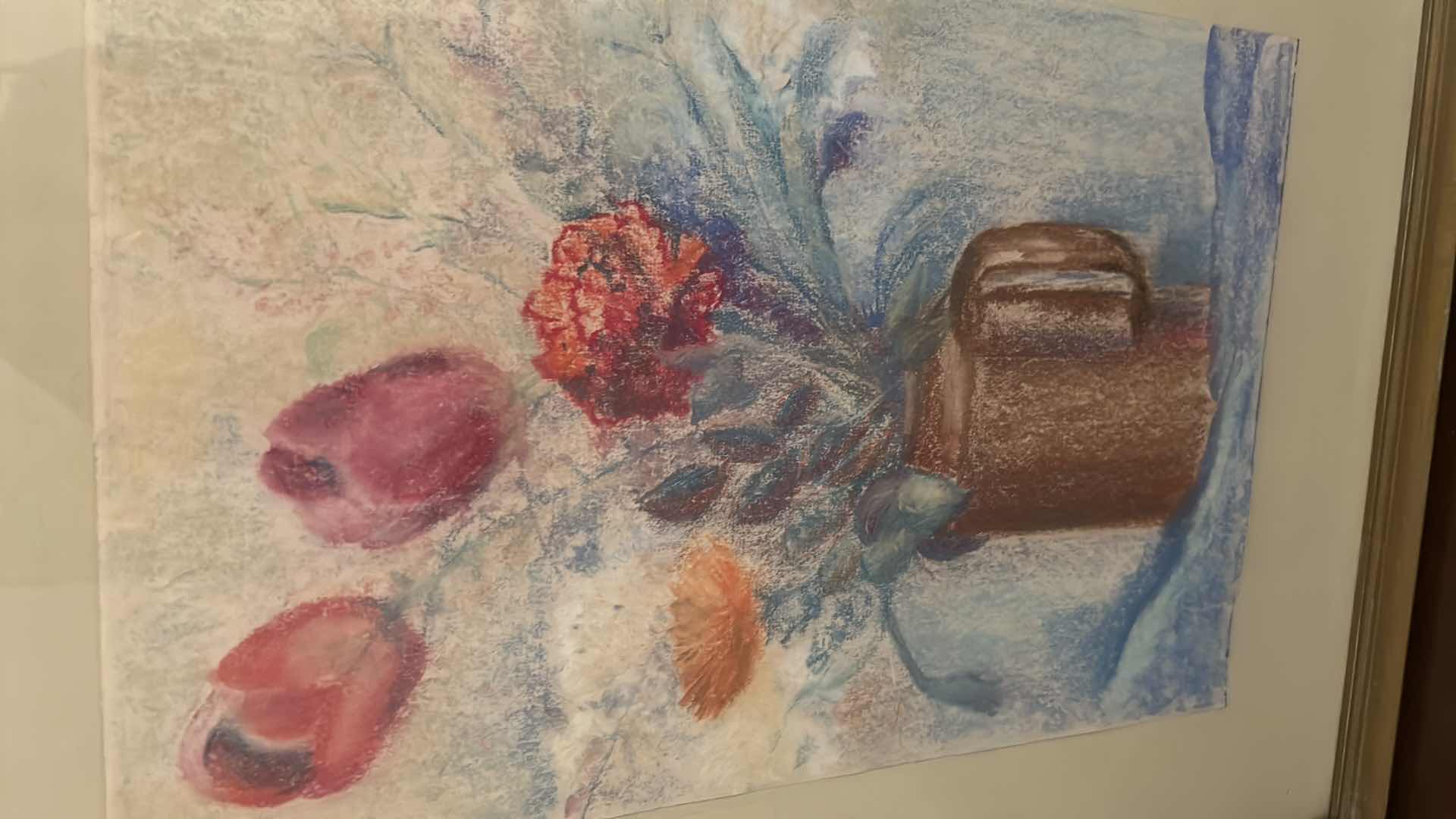 Photo 1 of FRAMED ARTWORK  FLOWERS IN WATER CAN 19” X 25”