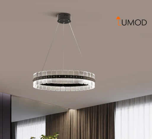 Photo 1 of NIB - WILLOW LUXURY BLACK CIRCLE ACRYLIC RING CHANDELIER 24“ x 4.8“ LL-1069-MF