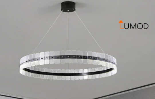 Photo 1 of NIB - WILLOW LUXURY BLACK CIRCLE ACRYLIC RING CHANDELIER 40” x 4.8“ LL-1070-MF