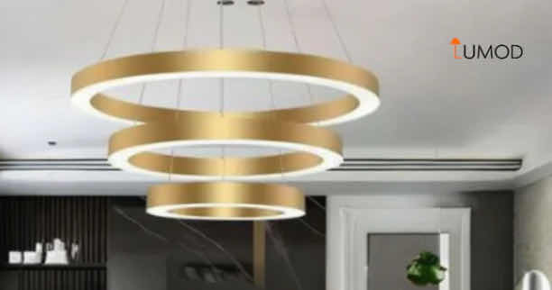 Photo 1 of NIB - FAYE GOLD MULTIPLE RING LED LUXURY CIRCULAR LIGHTING DIAMETERS 32” x 40” x 48” LL-1103-MF