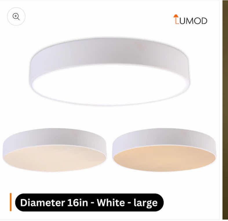 Photo 1 of NIB - EBBA MODERN WHITE ROUND METAL & ACRYLIC LED CEILING LIGHT DIAMETER 16” LL-1136-MF