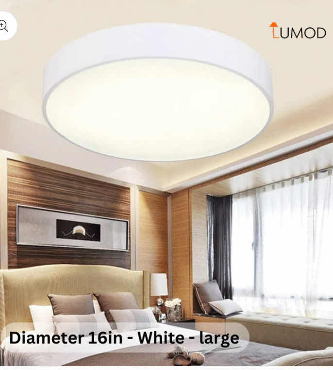 Photo 1 of NIB - EBBA MODERN WHITE ROUND METAL & ACRYLIC LED CEILING LIGHT DIAMETER 16” LL-1136-MF