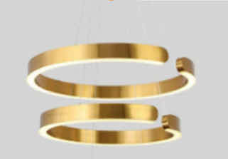 Photo 1 of NIB - ISABELLA SLEEK GOLD LED HANGING TWO RING CHANDELIER DIAMETER 28” & 24” LL-1108MF