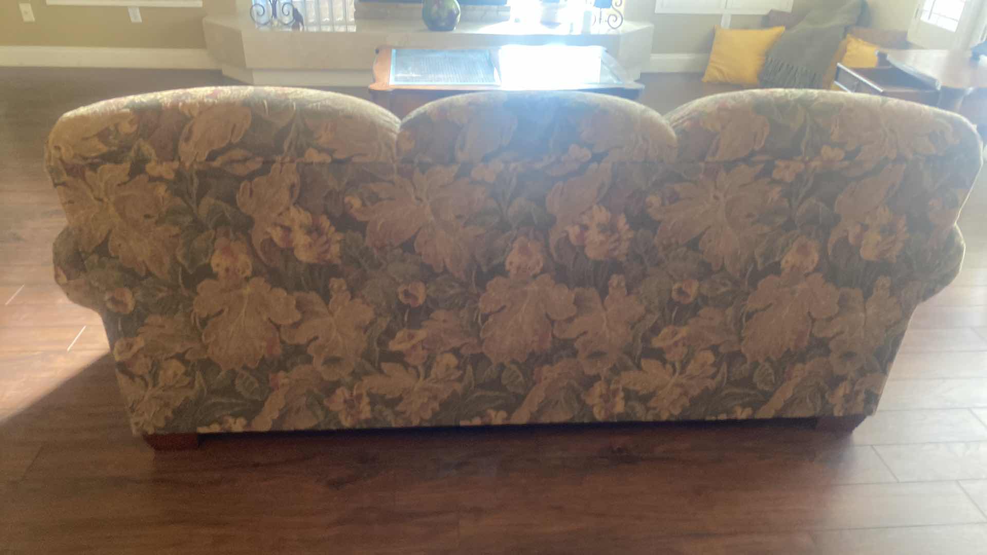 Photo 3 of 88” LAZY BOY FLORAL UPHOLSTERED SOFA WITH ARM COVERS