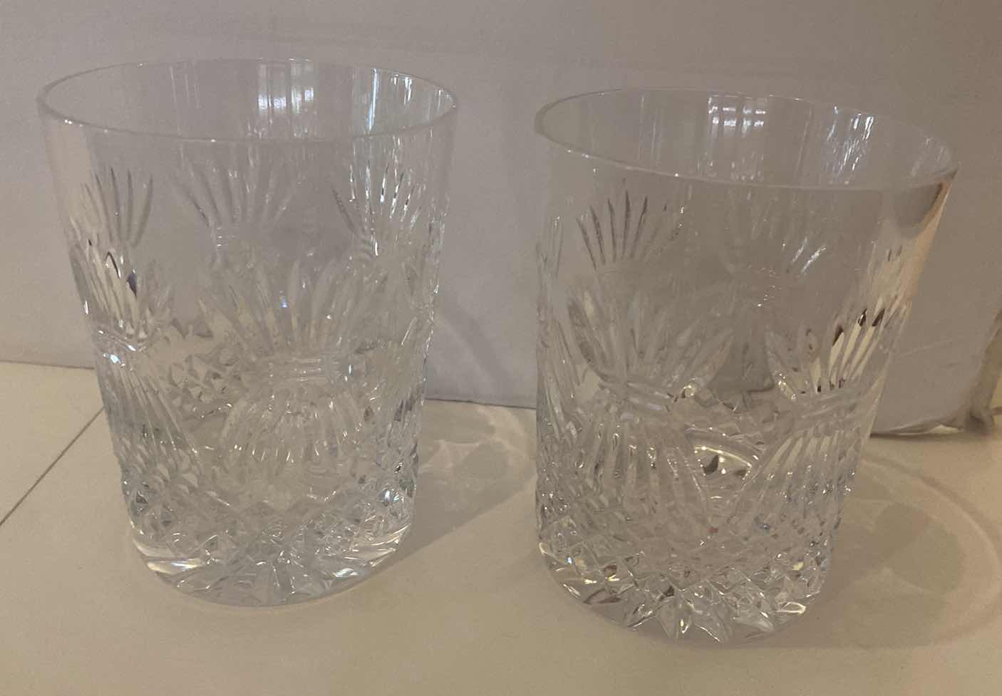 Photo 1 of PAIR OF WATERFORD CRYSTAL MILLENNIUM DOUBLE OLD FASHIONED PROSPERITY GLASSES