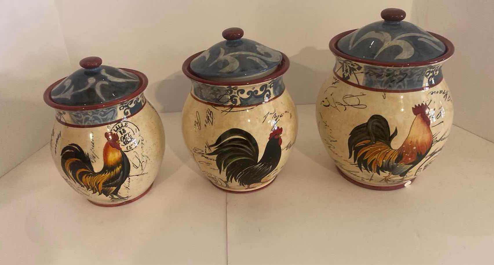 Photo 1 of 3-CERTIFIED INTERNATIONAL ROOSTER CANISTERS