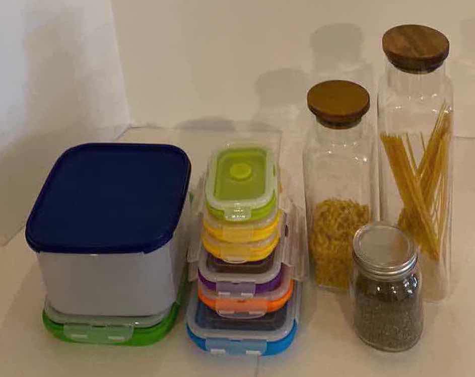 Photo 1 of 8-PIECES PLASTIC KITCHEN STORAGE &3-PIECES GLASS STORAGE